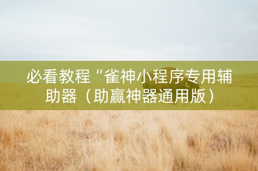 必看教程“雀神小程序专用辅助器（助赢神器通用版）
