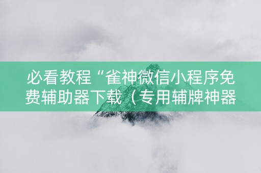 必看教程“雀神微信小程序免费辅助器下载（专用辅牌神器免安装）
