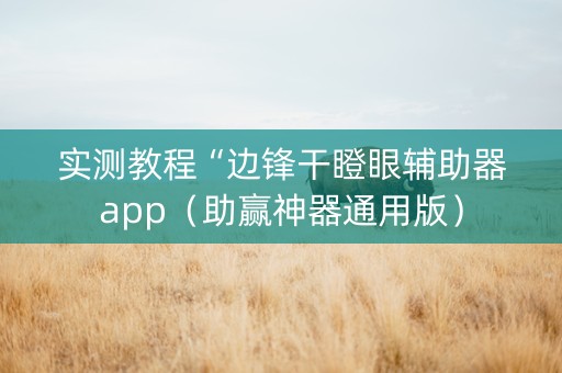 实测教程“边锋干瞪眼辅助器app（助赢神器通用版）