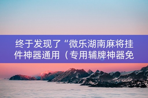 终于发现了“微乐湖南麻将挂件神器通用（专用辅牌神器免安装）