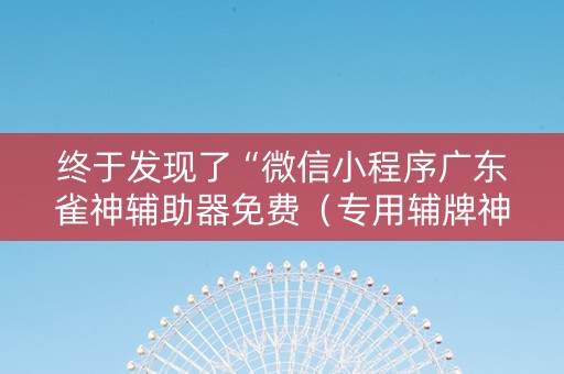 终于发现了“微信小程序广东雀神辅助器免费（专用辅牌神器免安装）