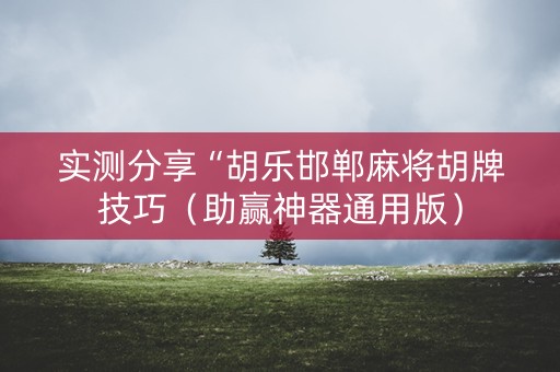 实测分享“胡乐邯郸麻将胡牌技巧（助赢神器通用版）