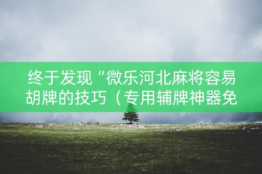 终于发现“微乐河北麻将容易胡牌的技巧（专用辅牌神器免安装）