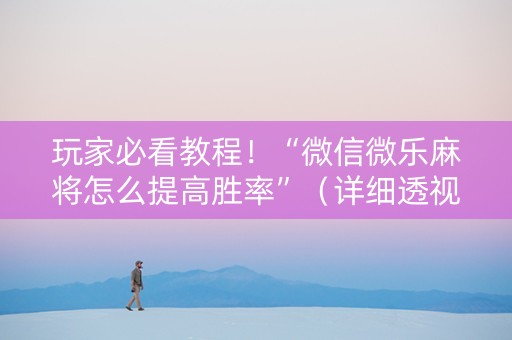 玩家必看教程！“微信微乐麻将怎么提高胜率”（详细透视教程）-哔哩哔哩