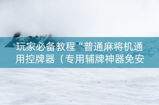 玩家必备教程“普通麻将机通用控牌器（专用辅牌神器免安装）