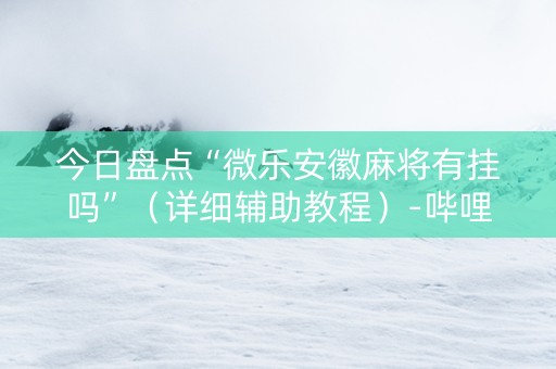 今日盘点“微乐安徽麻将有挂吗”（详细辅助教程）-哔哩哔哩