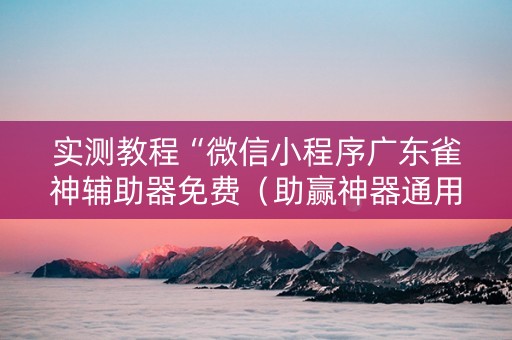 实测教程“微信小程序广东雀神辅助器免费（助赢神器通用版）