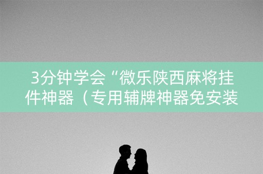 3分钟学会“微乐陕西麻将挂件神器（专用辅牌神器免安装）