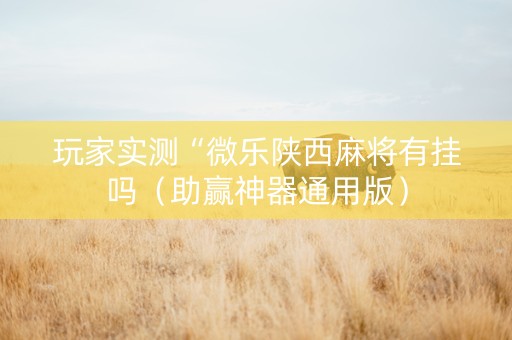 玩家实测“微乐陕西麻将有挂吗（助赢神器通用版）