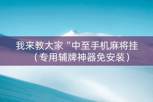 我来教大家“中至手机麻将挂（专用辅牌神器免安装）