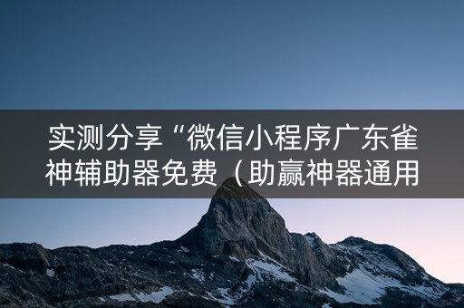 实测分享“微信小程序广东雀神辅助器免费（助赢神器通用版）