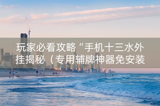 玩家必看攻略“手机十三水外挂揭秘（专用辅牌神器免安装）
