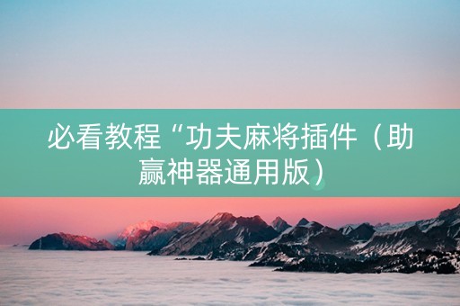 必看教程“功夫麻将插件（助赢神器通用版）
