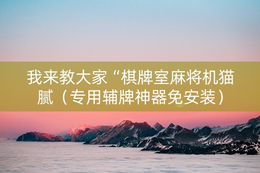 我来教大家“棋牌室麻将机猫腻（专用辅牌神器免安装）