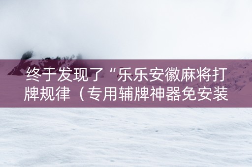 终于发现了“乐乐安徽麻将打牌规律（专用辅牌神器免安装）