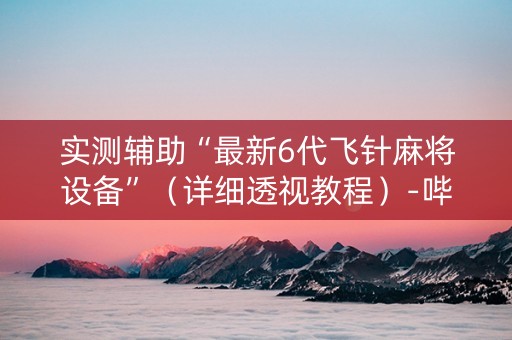 实测辅助“最新6代飞针麻将设备”（详细透视教程）-哔哩哔哩