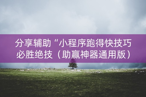 分享辅助“小程序跑得快技巧必胜绝技（助赢神器通用版）