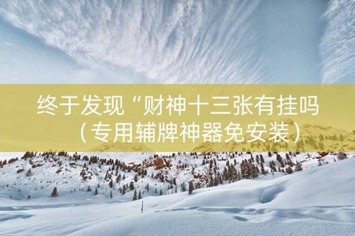 终于发现“财神十三张有挂吗（专用辅牌神器免安装）