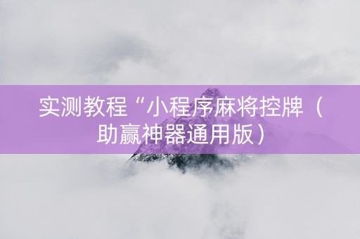 实测教程“小程序麻将控牌（助赢神器通用版）