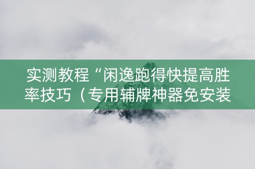 实测教程“闲逸跑得快提高胜率技巧（专用辅牌神器免安装）