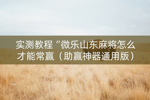 实测教程“微乐山东麻将怎么才能常赢（助赢神器通用版）