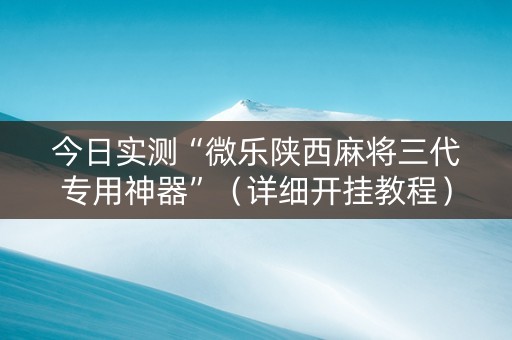 今日实测“微乐陕西麻将三代专用神器”（详细开挂教程）-哔哩哔哩