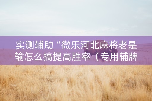 实测辅助“微乐河北麻将老是输怎么搞提高胜率（专用辅牌神器免安装）