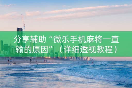 分享辅助“微乐手机麻将一直输的原因”（详细透视教程）-哔哩哔哩