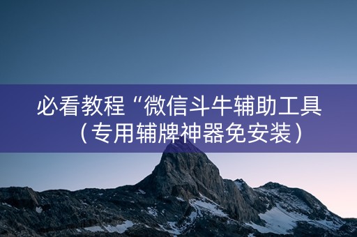 必看教程“微信斗牛辅助工具（专用辅牌神器免安装）