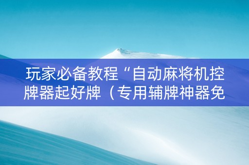 玩家必备教程“自动麻将机控牌器起好牌（专用辅牌神器免安装）