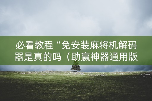 必看教程“免安装麻将机解码器是真的吗（助赢神器通用版）