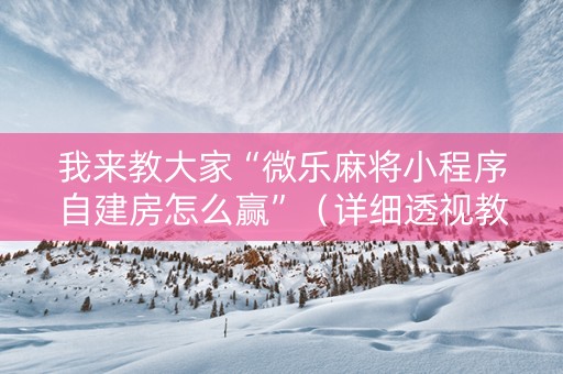 我来教大家“微乐麻将小程序自建房怎么赢”（详细透视教程）-哔哩哔哩