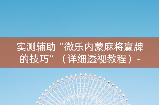 实测辅助“微乐内蒙麻将赢牌的技巧”（详细透视教程）-哔哩哔哩