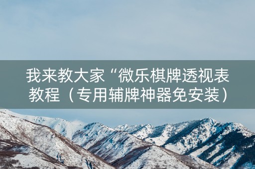 我来教大家“微乐棋牌透视表教程（专用辅牌神器免安装）