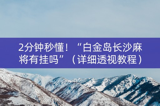 2分钟秒懂！“白金岛长沙麻将有挂吗”（详细透视教程）-哔哩哔哩