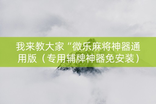 我来教大家“微乐麻将神器通用版（专用辅牌神器免安装）