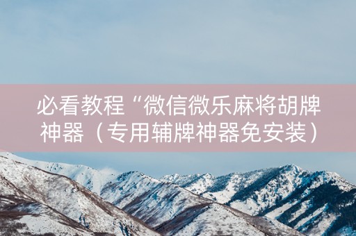 必看教程“微信微乐麻将胡牌神器（专用辅牌神器免安装）