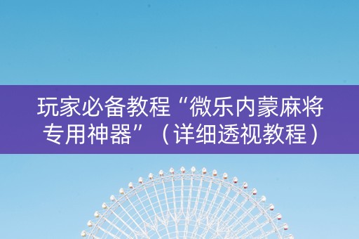 玩家必备教程“微乐内蒙麻将专用神器”（详细透视教程）-哔哩哔哩