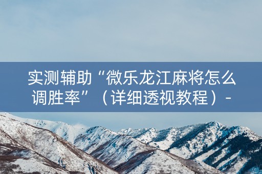 实测辅助“微乐龙江麻将怎么调胜率”（详细透视教程）-哔哩哔哩