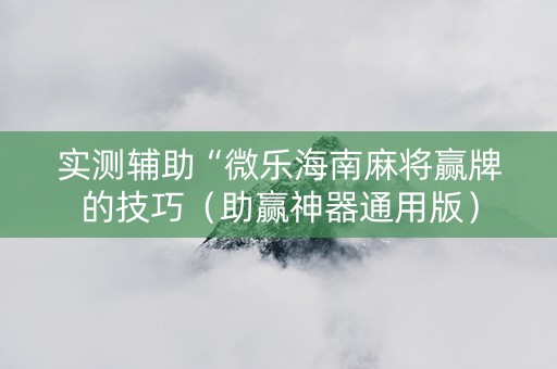实测辅助“微乐海南麻将赢牌的技巧（助赢神器通用版）