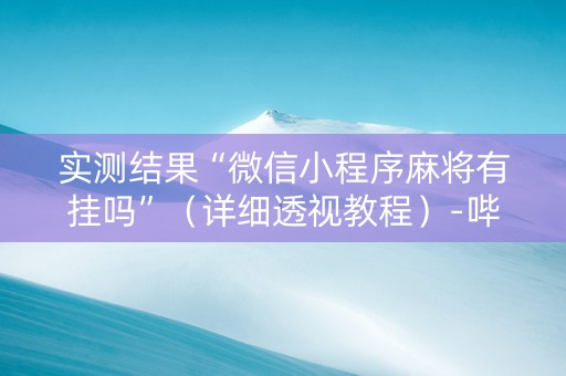实测结果“微信小程序麻将有挂吗”（详细透视教程）-哔哩哔哩
