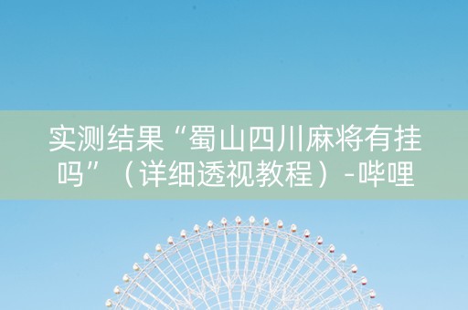 实测结果“蜀山四川麻将有挂吗”（详细透视教程）-哔哩哔哩