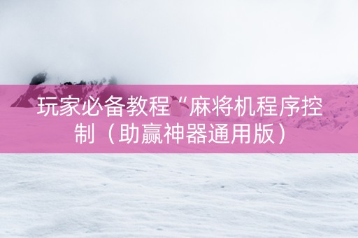 玩家必备教程“麻将机程序控制（助赢神器通用版）