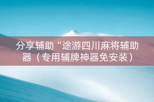 分享辅助“途游四川麻将辅助器（专用辅牌神器免安装）