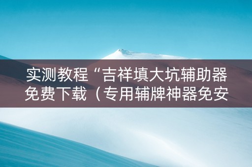 实测教程“吉祥填大坑辅助器免费下载（专用辅牌神器免安装）