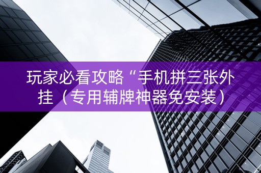 玩家必看攻略“手机拼三张外挂（专用辅牌神器免安装）