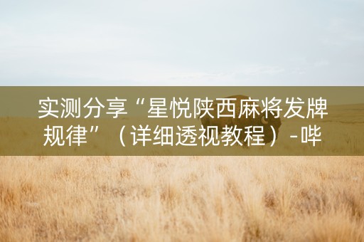 实测分享“星悦陕西麻将发牌规律”（详细透视教程）-哔哩哔哩