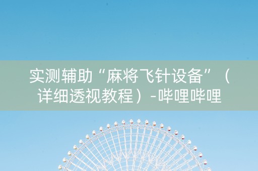 实测辅助“麻将飞针设备”（详细透视教程）-哔哩哔哩