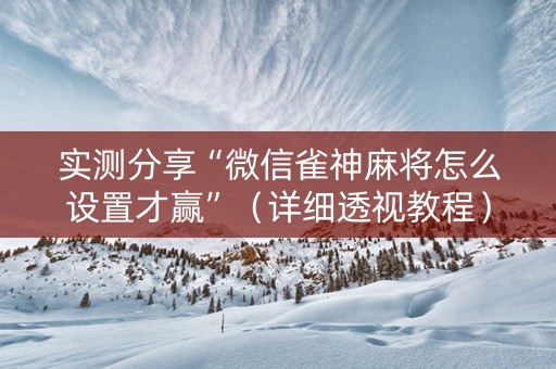 实测分享“微信雀神麻将怎么设置才赢”（详细透视教程）-哔哩哔哩