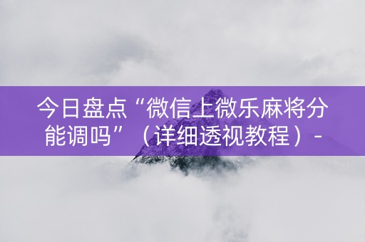 今日盘点“微信上微乐麻将分能调吗”（详细透视教程）-哔哩哔哩